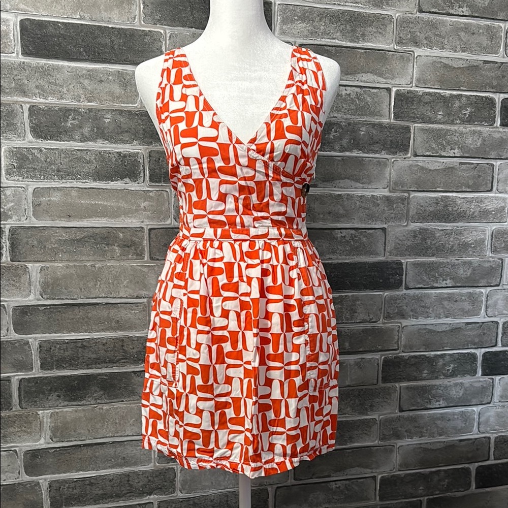Valija Orange and White Patterned Dress